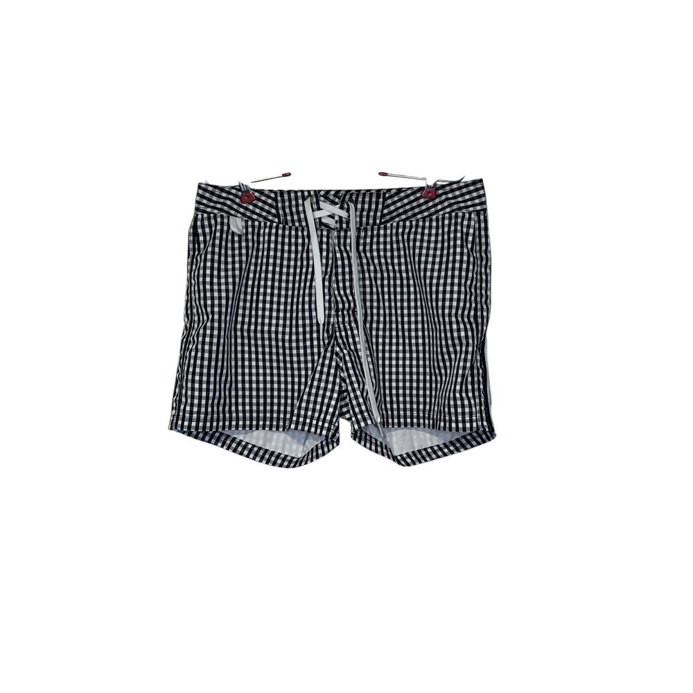 Sundek Men's Shorts Swimwear Lined Gingham Check Drawstring Trunks Navy White 30